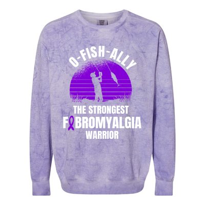 Funny Fishing Fibromyalgia Warrior Fisher Purple Ribbon Gift Colorblast Crewneck Sweatshirt