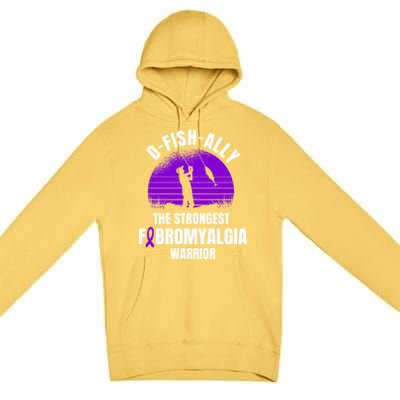 Funny Fishing Fibromyalgia Warrior Fisher Purple Ribbon Gift Premium Pullover Hoodie