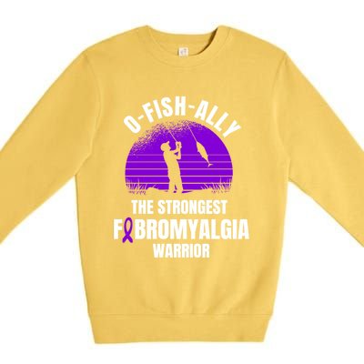 Funny Fishing Fibromyalgia Warrior Fisher Purple Ribbon Gift Premium Crewneck Sweatshirt