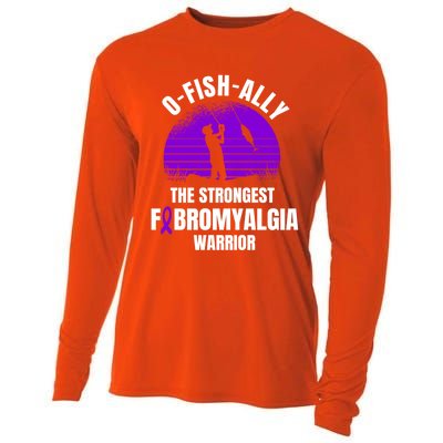 Funny Fishing Fibromyalgia Warrior Fisher Purple Ribbon Gift Cooling Performance Long Sleeve Crew