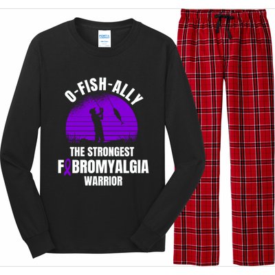 Funny Fishing Fibromyalgia Warrior Fisher Purple Ribbon Gift Long Sleeve Pajama Set