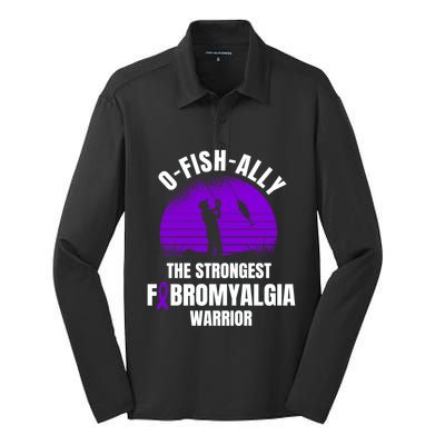 Funny Fishing Fibromyalgia Warrior Fisher Purple Ribbon Gift Silk Touch Performance Long Sleeve Polo