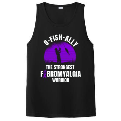 Funny Fishing Fibromyalgia Warrior Fisher Purple Ribbon Gift PosiCharge Competitor Tank