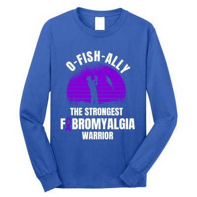 Funny Fishing Fibromyalgia Warrior Fisher Purple Ribbon Gift Long Sleeve Shirt