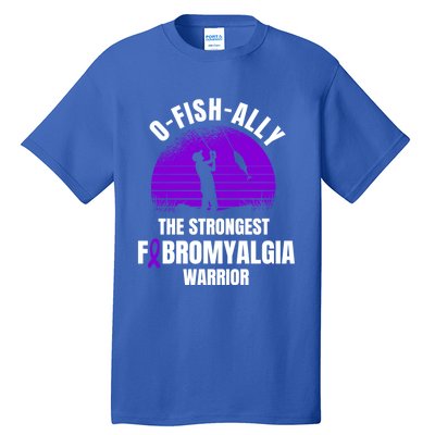 Funny Fishing Fibromyalgia Warrior Fisher Purple Ribbon Gift Tall T-Shirt