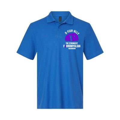 Funny Fishing Fibromyalgia Warrior Fisher Purple Ribbon Gift Softstyle Adult Sport Polo