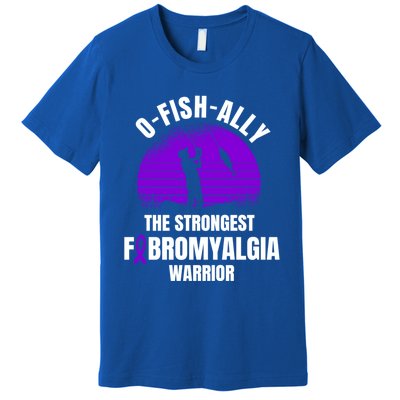 Funny Fishing Fibromyalgia Warrior Fisher Purple Ribbon Gift Premium T-Shirt