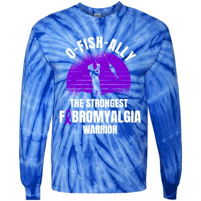 Funny Fishing Fibromyalgia Warrior Fisher Purple Ribbon Gift Tie-Dye Long Sleeve Shirt