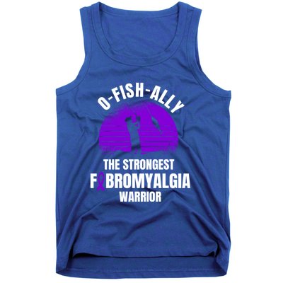 Funny Fishing Fibromyalgia Warrior Fisher Purple Ribbon Gift Tank Top