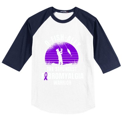 Funny Fishing Fibromyalgia Warrior Fisher Purple Ribbon Gift Baseball Sleeve Shirt