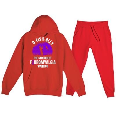 Funny Fishing Fibromyalgia Warrior Fisher Purple Ribbon Gift Premium Hooded Sweatsuit Set