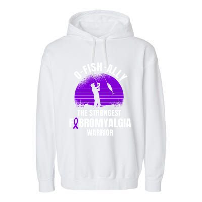 Funny Fishing Fibromyalgia Warrior Fisher Purple Ribbon Gift Garment-Dyed Fleece Hoodie