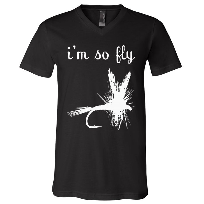 Fly Funny Fishing V-Neck T-Shirt