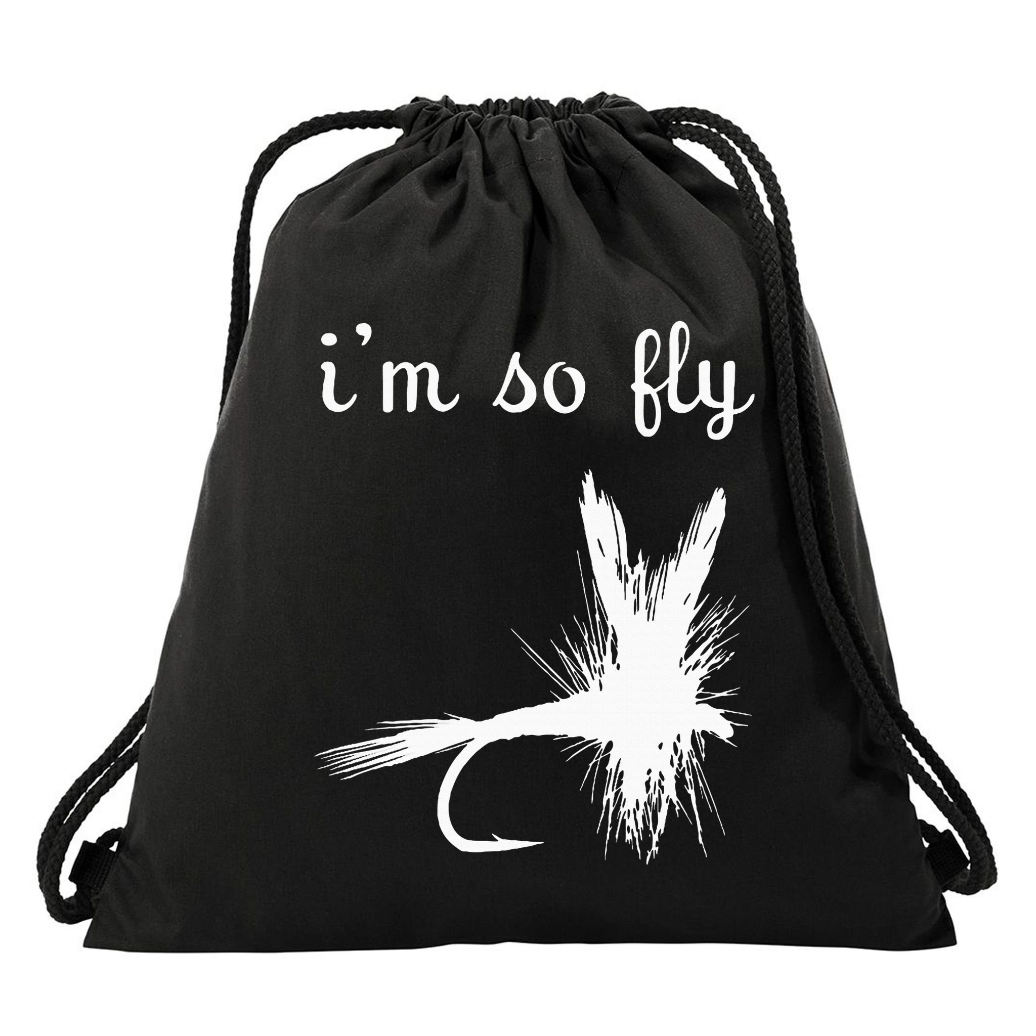 Fly Funny Fishing Drawstring Bag