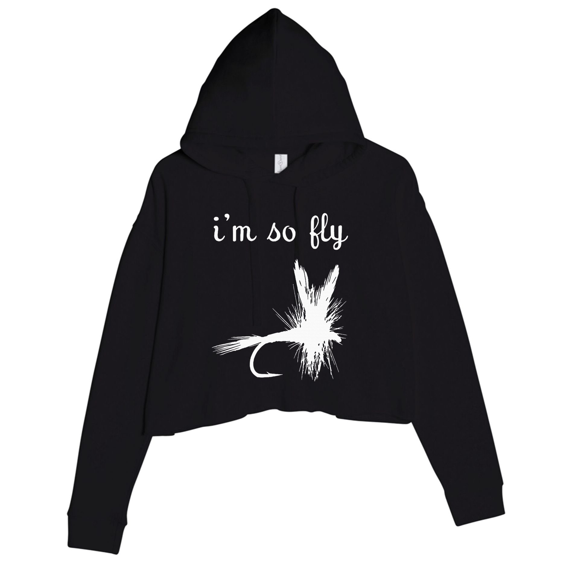 Fly Funny Fishing Crop Fleece Hoodie