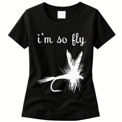 Fly Funny Fishing Womens T-Shirt