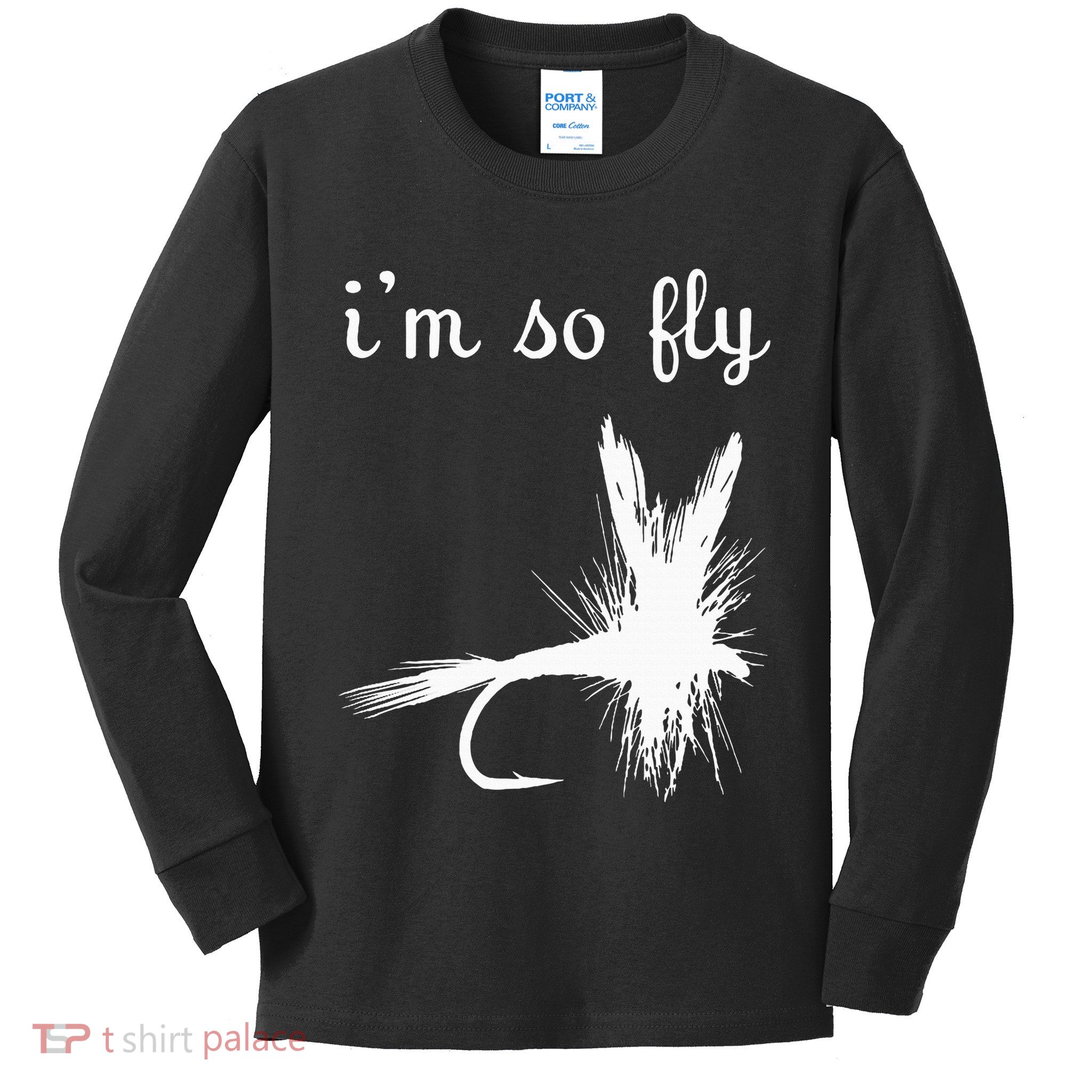 Fly Funny Fishing Kids Long Sleeve Shirt