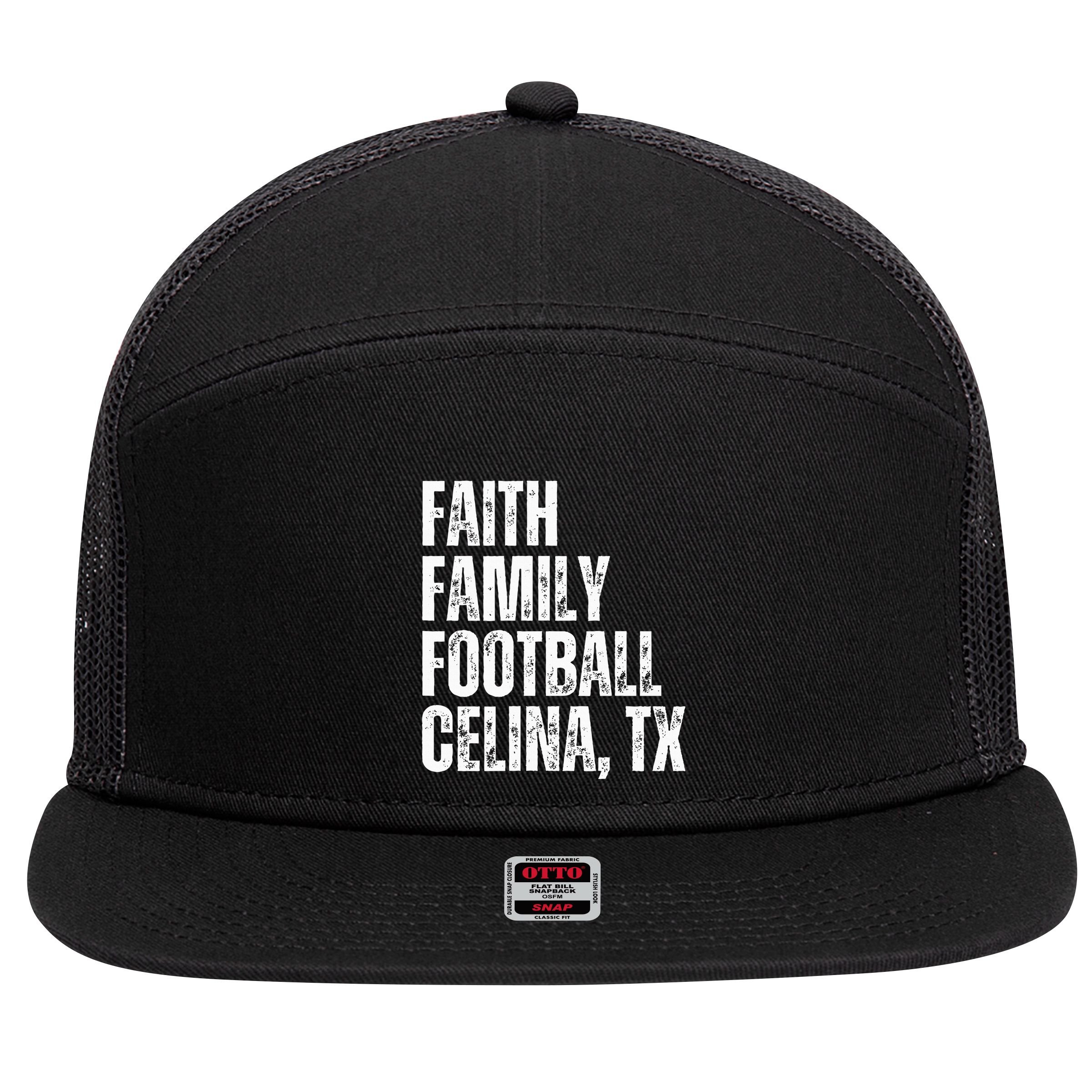 Faith Family Football Celina Texas Bobcats 7 Panel Mesh Trucker Snapback Hat