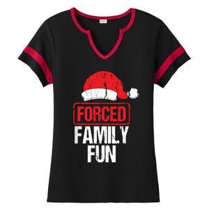 Forced Family Fun Winter Holidays Funny Christmas Ladies Halftime Notch Neck Tee