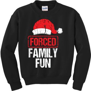 Forced Family Fun Winter Holidays Funny Christmas Kids Sweatshirt