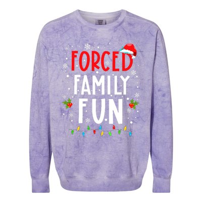 Forced Family Fun Winter Holidays Funny Christmas Adult Colorblast Crewneck Sweatshirt