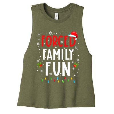 Forced Family Fun Winter Holidays Funny Christmas Adult Women's Racerback Cropped Tank