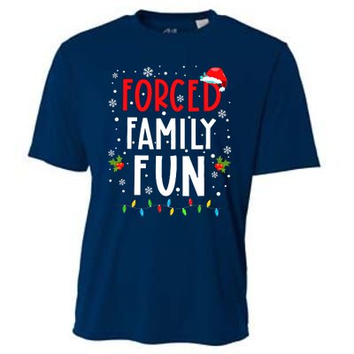 Forced Family Fun Winter Holidays Funny Christmas Adult Cooling Performance Crew T-Shirt