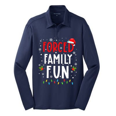 Forced Family Fun Winter Holidays Funny Christmas Adult Silk Touch Performance Long Sleeve Polo