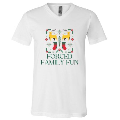 Forced Family Fun Ugly Christmas V-Neck T-Shirt