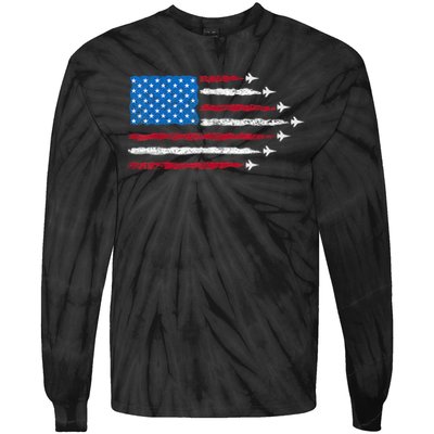 Funny F47 Fighter Jet Trump F 47 Jet Fighter Aircraft Tie-Dye Long Sleeve Shirt