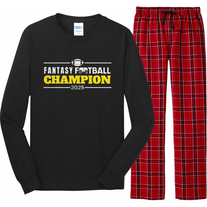 Funny Fantasy Football 2025 Champion Fantasy Football Long Sleeve Pajama Set