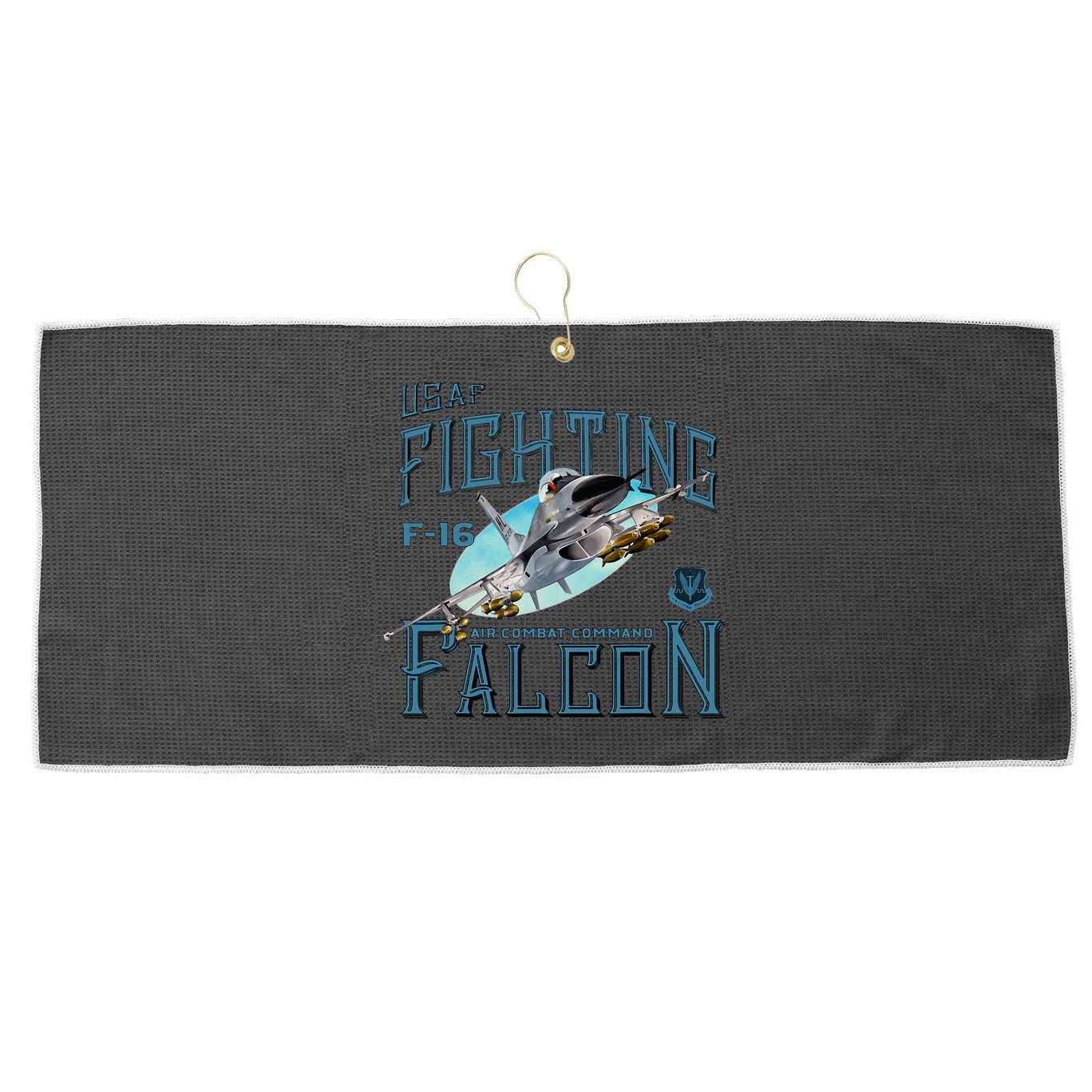 Fighting Falcon F16 Large Microfiber Waffle Golf Towel