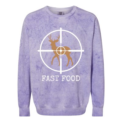 Fast Food Funny Deer Hunting Meaningful Gift Colorblast Crewneck Sweatshirt