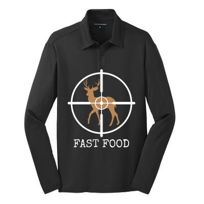 Fast Food Funny Deer Hunting Meaningful Gift Silk Touch Performance Long Sleeve Polo