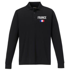 France French Flag Performance Long Sleeve Polo