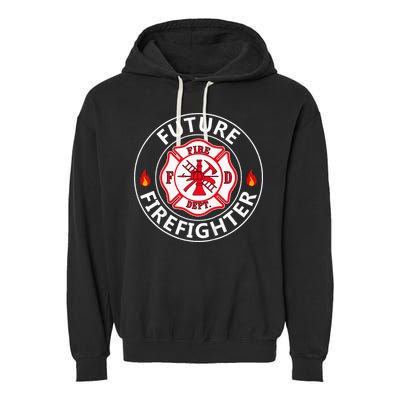 Future Firefighter Fire Fighter Badge Child Garment-Dyed Fleece Hoodie