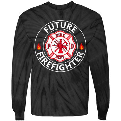 Future Firefighter Fire Fighter Badge Child Tie-Dye Long Sleeve Shirt