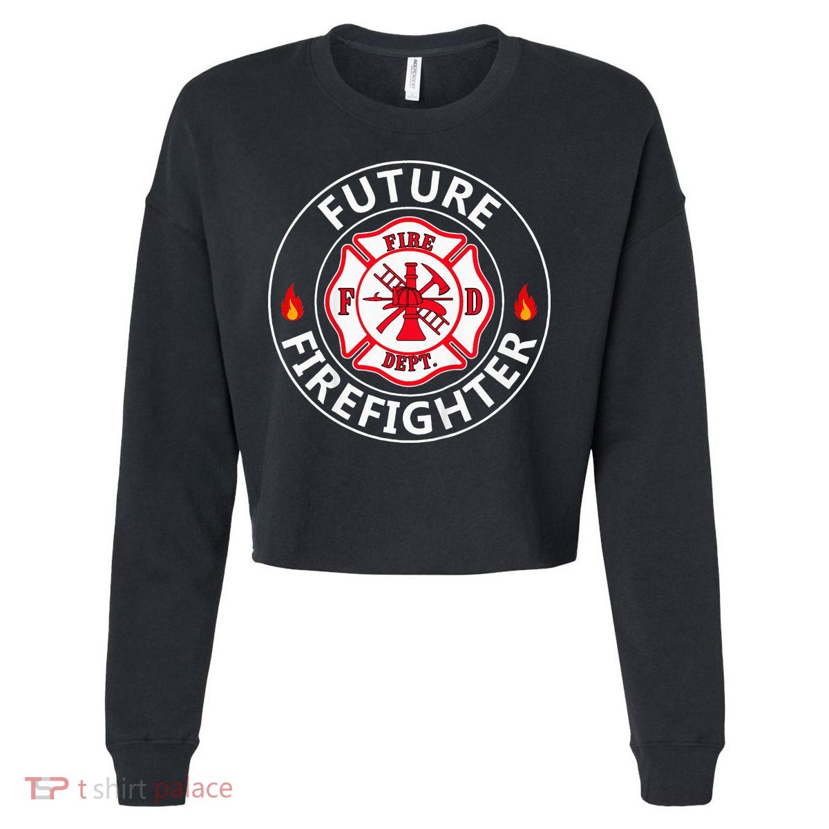 Future Firefighter Fire Fighter Badge Child Cropped Pullover Crew