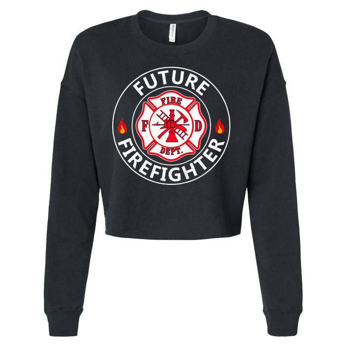 Future Firefighter Fire Fighter Badge Child Cropped Pullover Crew