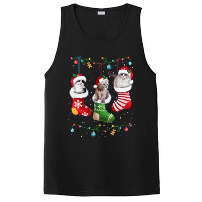 Festive Feline Friends Cats In Christmas Sock Pajama Set Gift PosiCharge Competitor Tank