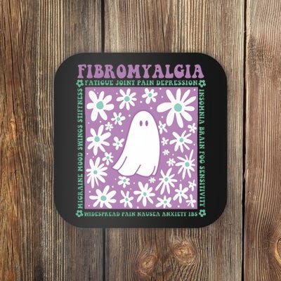 Fibromyalgia Flower Floral Retro Coaster