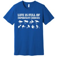 Fly Fishing Funny Important Choices Trout Fisher Gift Premium T-Shirt