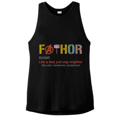 Fathor Funny Father Definition Funny Fathers Day Ladies PosiCharge Tri-Blend Wicking Tank
