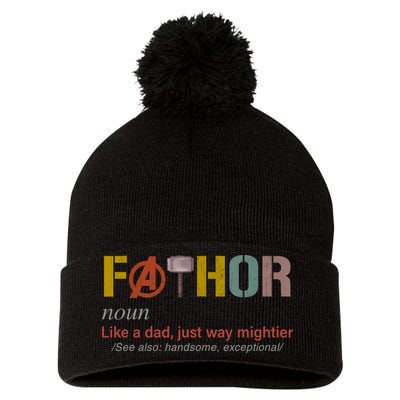 Fathor Funny Father Definition Funny Fathers Day Pom Pom 12in Knit Beanie