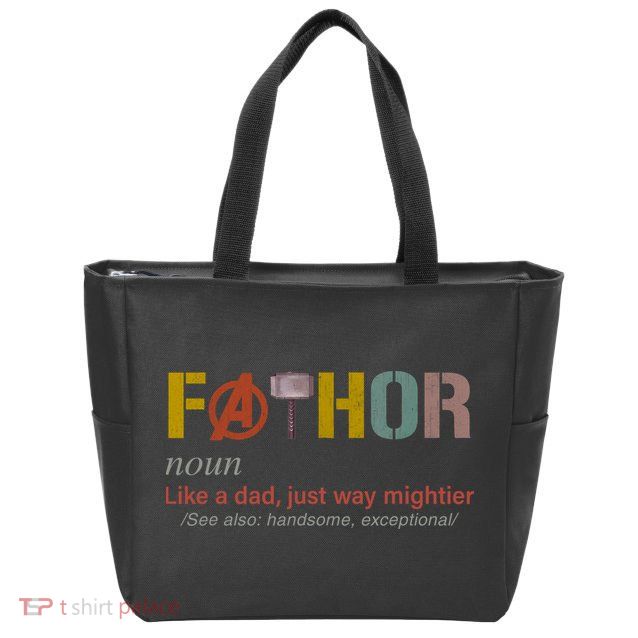 Fathor Funny Father Definition Funny Fathers Day Zip Tote Bag