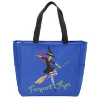 Funny Frequent Flyer Witch Halloween Scary Costume Gift Zip Tote Bag