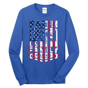 Faith Family Fishing Quotes American Flag Cute Gift Tall Long Sleeve T-Shirt