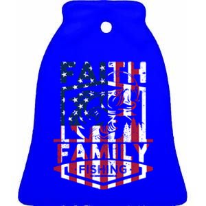 Faith Family Fishing Quotes American Flag Cute Gift Ceramic Bell Ornament