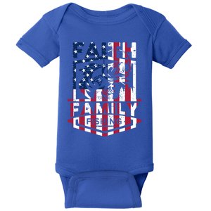 Faith Family Fishing Quotes American Flag Cute Gift Baby Bodysuit