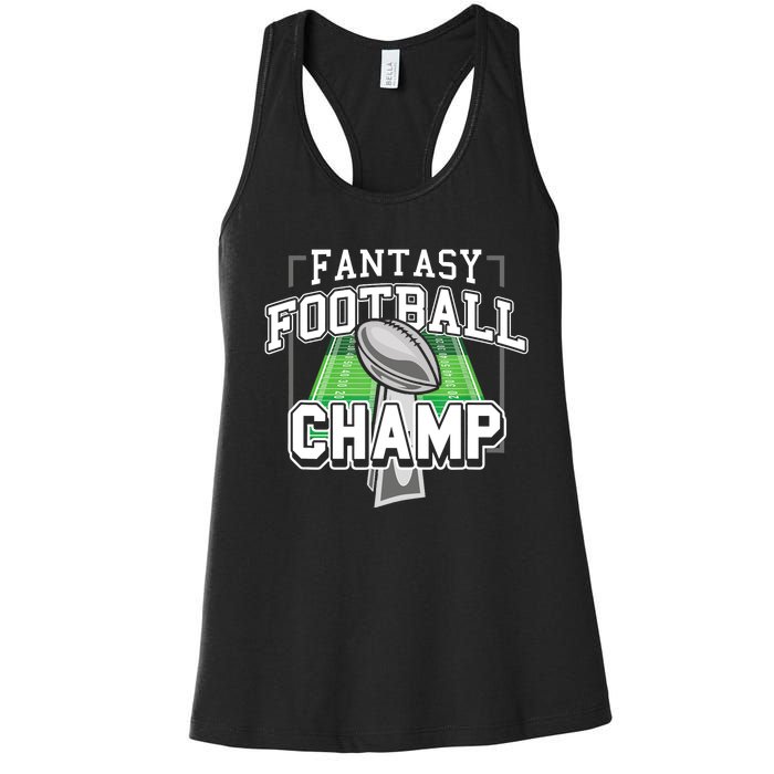 Funny Fantasy Football Champ Tee Fantasy Football Winner Women's Racerback Tank